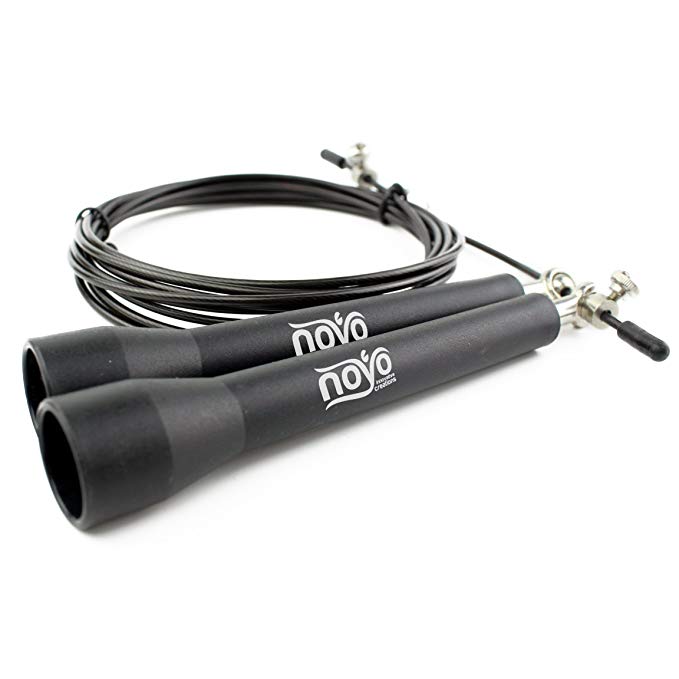 NoYo Premium Quality Speed Jump Rope, Best For CrossFit WOD's, Boxing, MMA, Exercise and Fitness. Includes travel bag