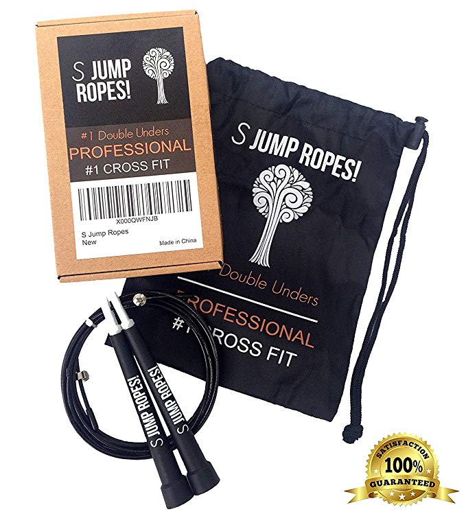 Crossfit Jump Rope – Enjoy Professional Fast Double Unders - #1 Crossfit Training Speed Rope - Best RX jump rope - #1 MMA , fitness & boxing jump rope - #1 for WOD's & RPMs - 100% SUSAMA GUARANTEE