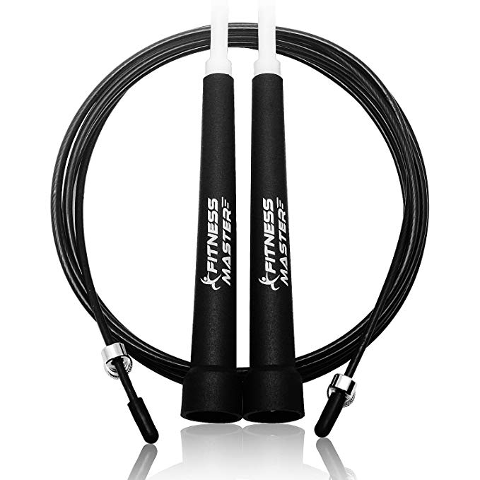 Jump Rope - Best for Speed Jumping, Double Unders, WOD, MMA, Boxing, Skipping Workout, Fitness Exercise Training - Adjustable Length - With Carry case, spare screw kit