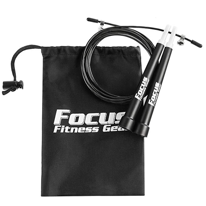 Focus Fitness Gear Adjustable Weighted Adult Speed Cable Wire Fitness Jump Rope